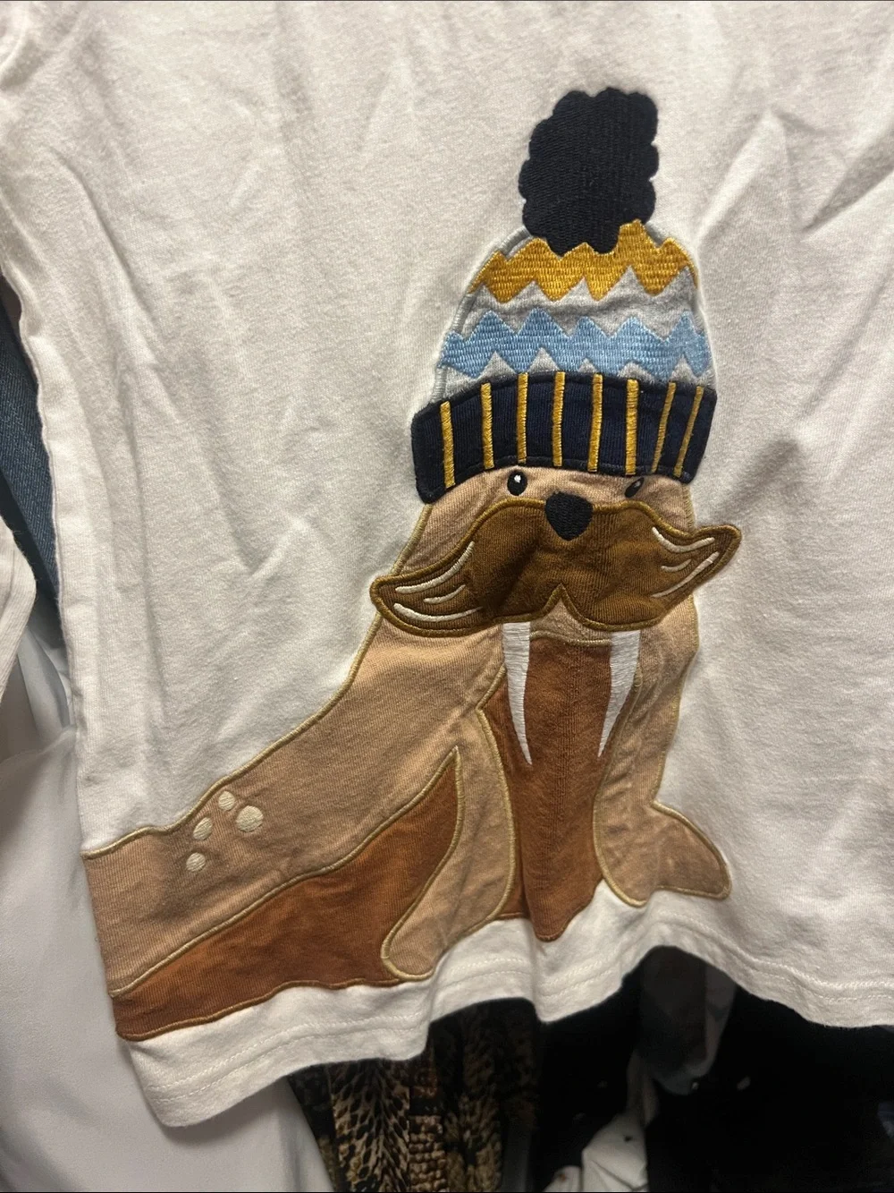 Gymboree Kids White Long-Sleeve Walrus Graphic Tee size 6